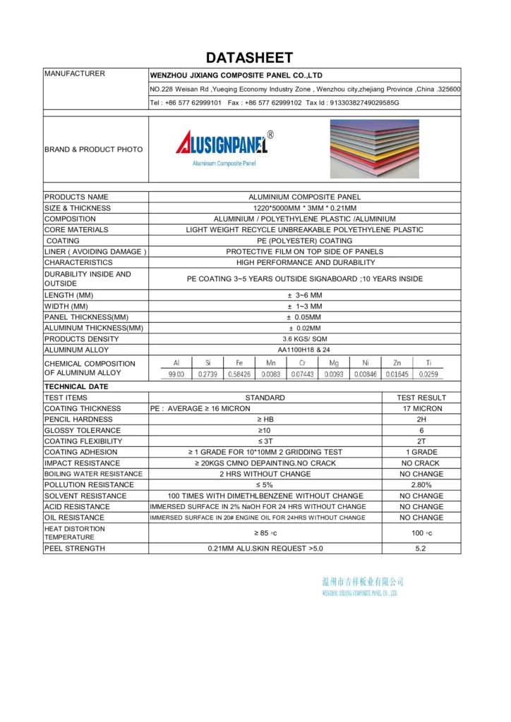 MM PE ACM DATASHEET