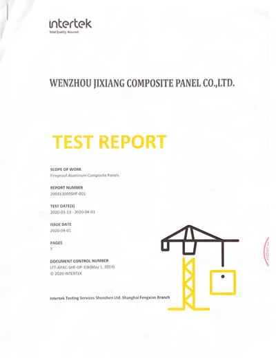 INTERTEK Fireproof CERTIFICATES