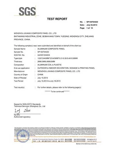 SGS Certificate